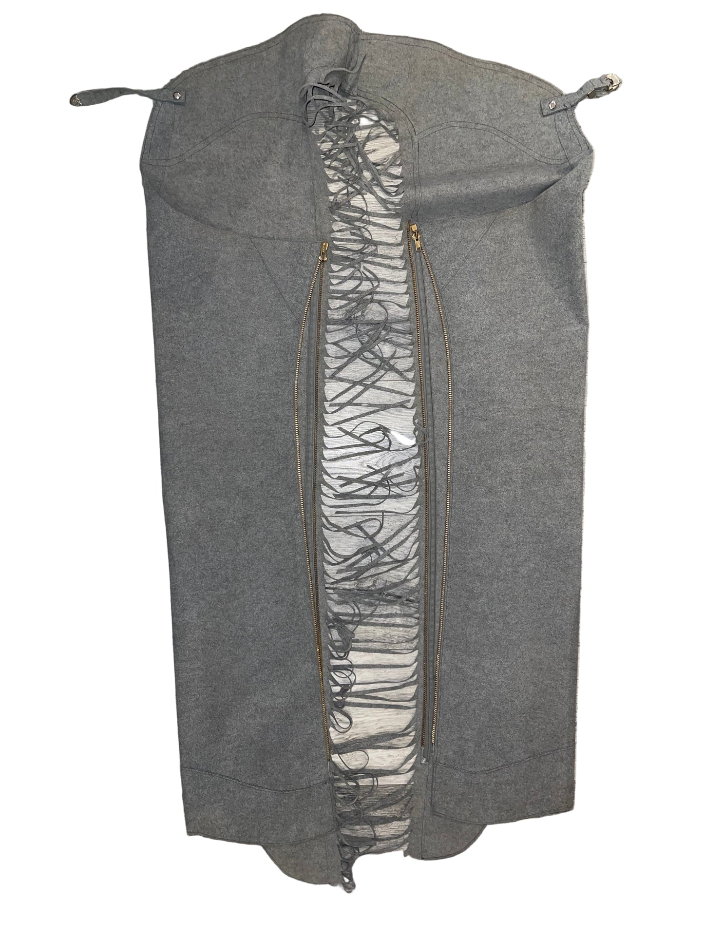 Custom, Grey Faux Ultrasuede Chaps