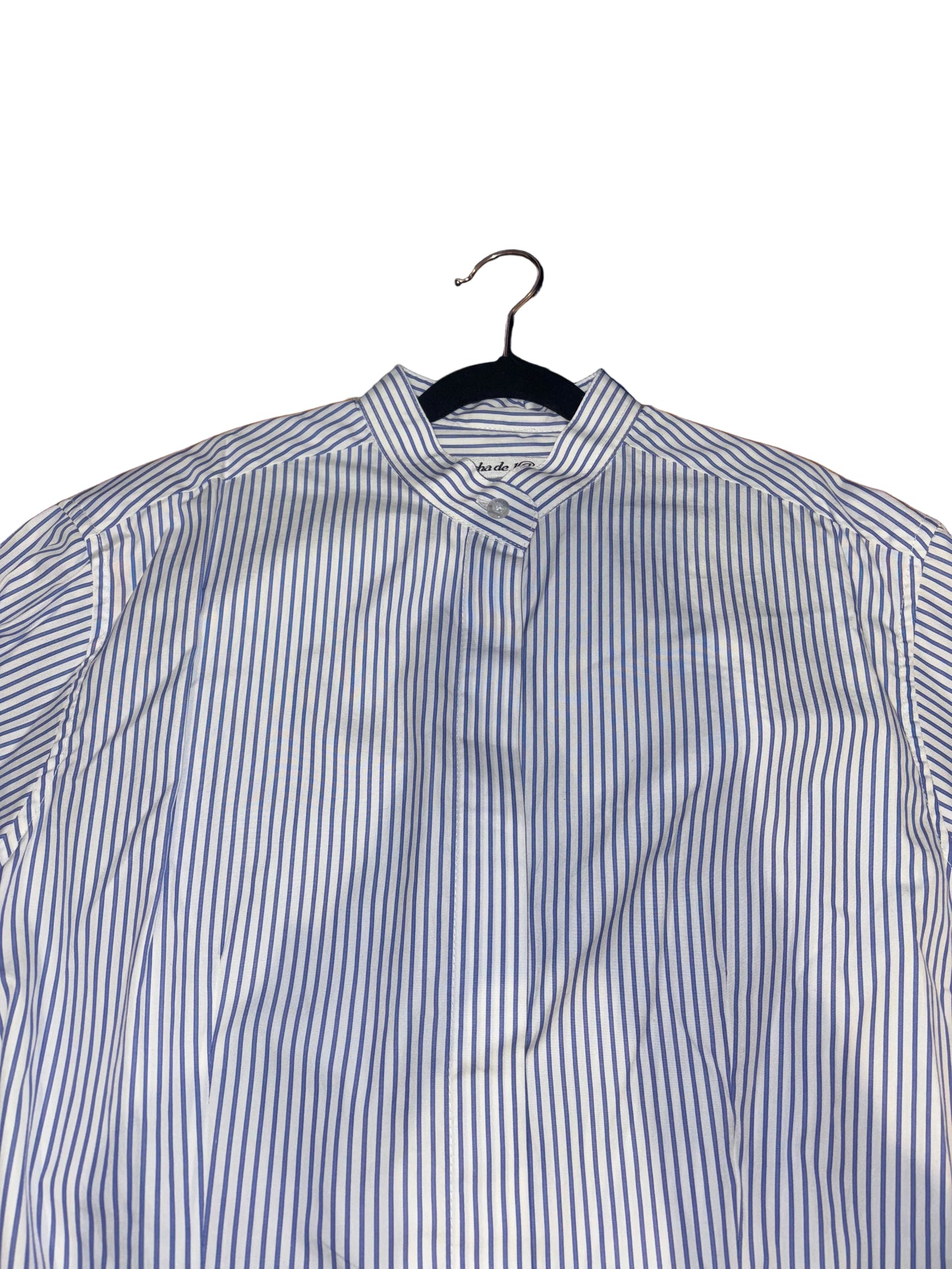 Marsha De Arriaga White with Navy Pinstripes Size 10/12 Hunt Shirt