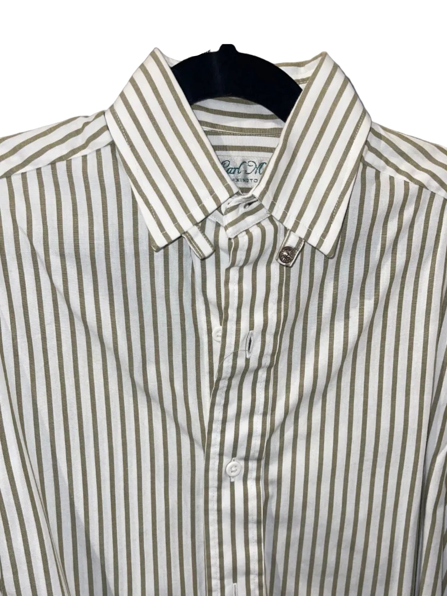 Carl Meyers, White with Taupe Stripe Shirt