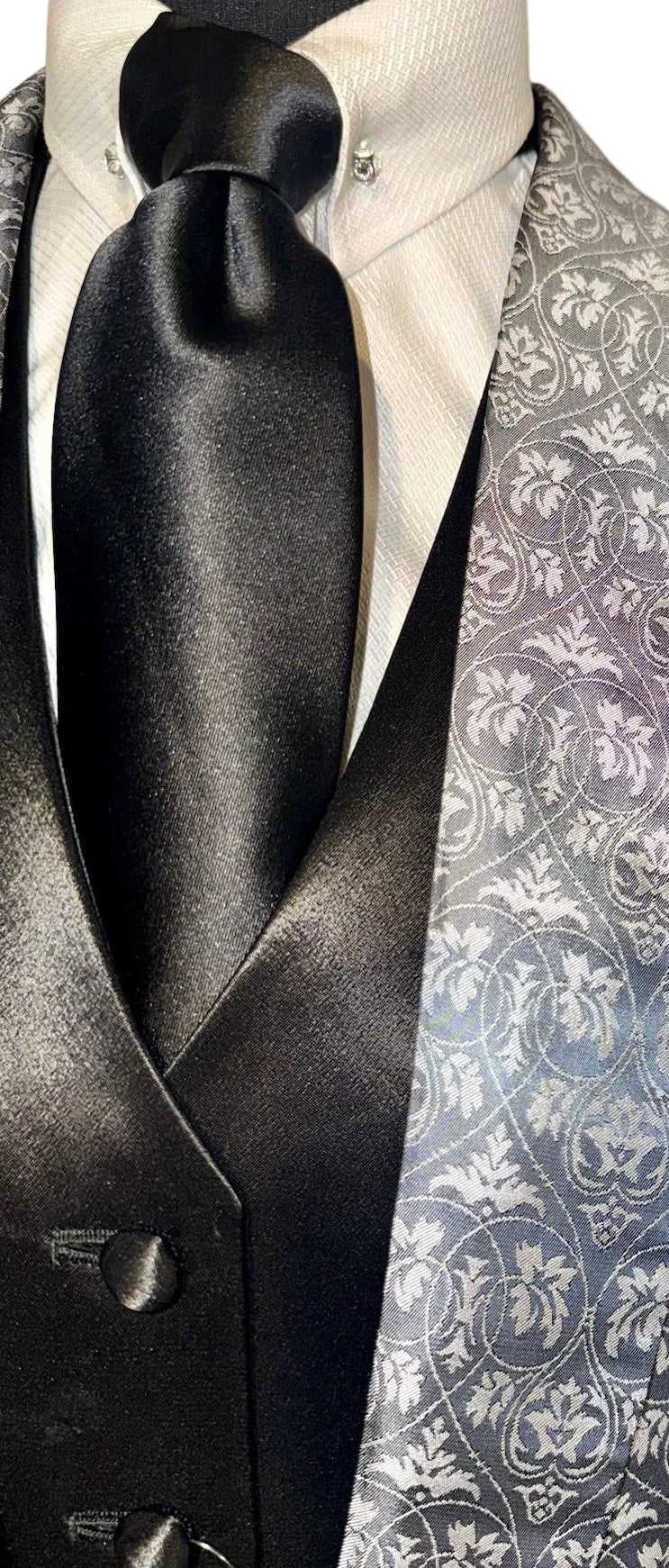 New, Black Satin Vest