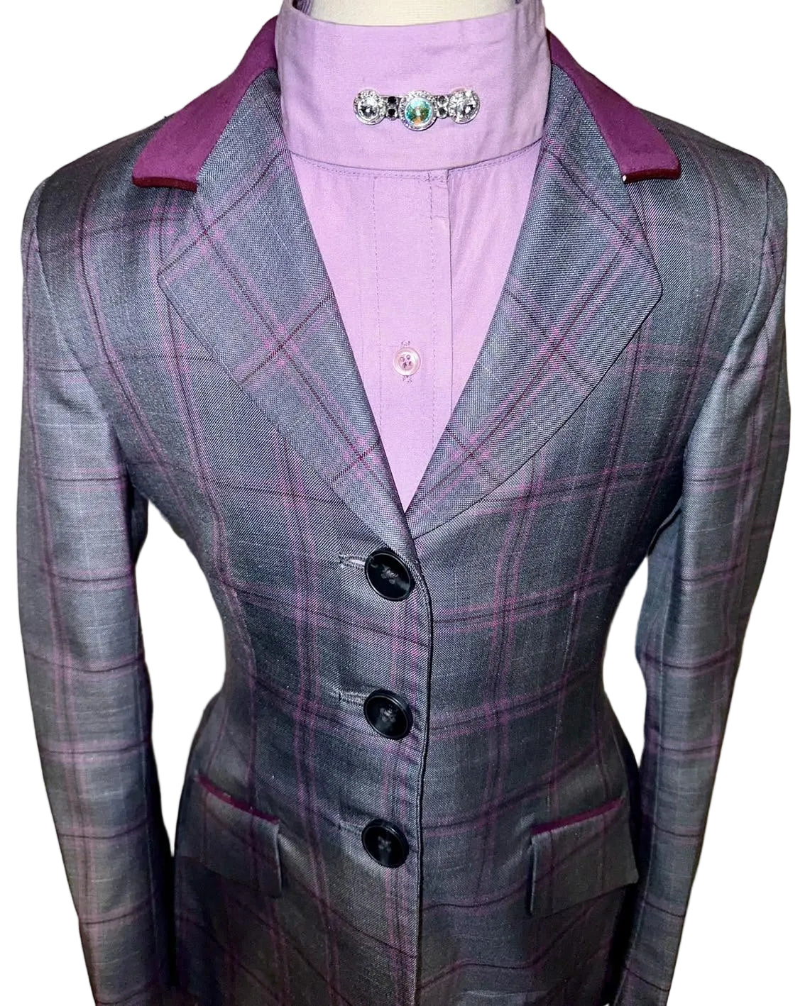Marsha De Arriaga, Kids Grey Plaid Hunt Coat