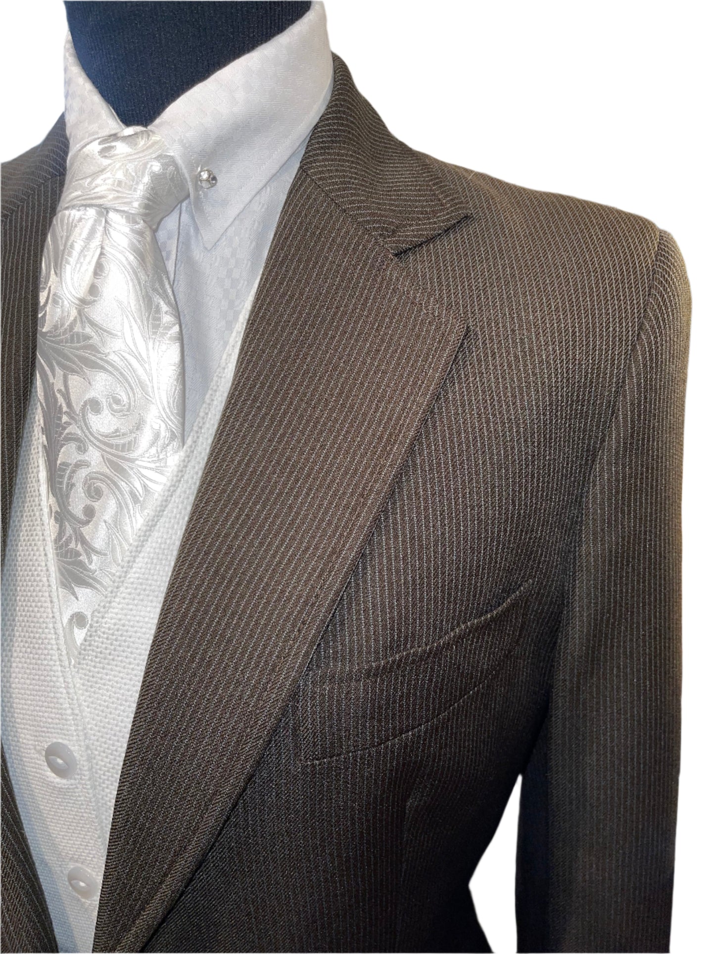 Lord Geoffrey Brown Striped Mens Suit