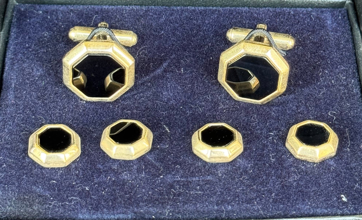 New, Black Cufflink and Stud Set