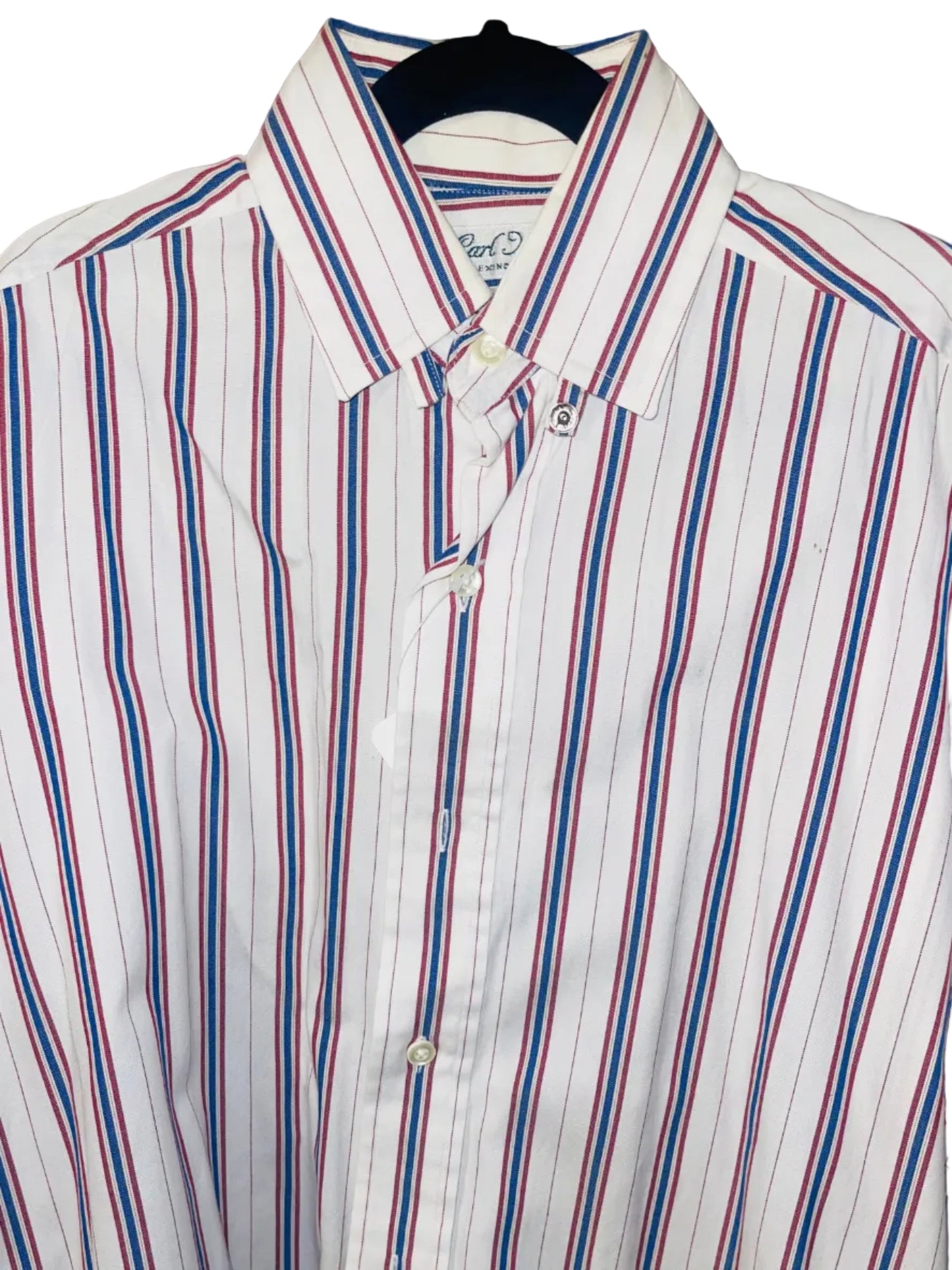 Carl Meyers, White with Red, Blue Stripe Shirt