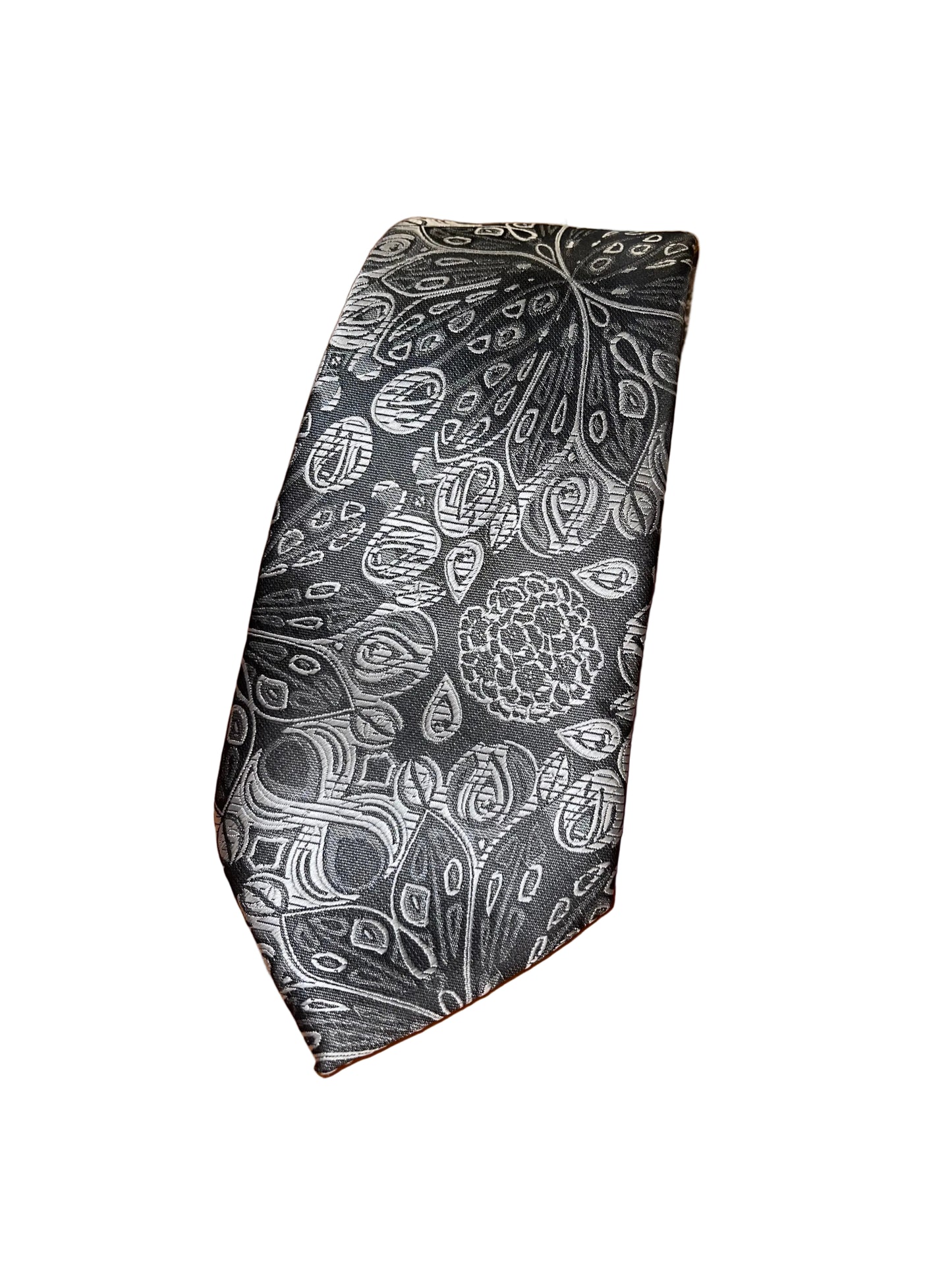 Silver Floral Tie