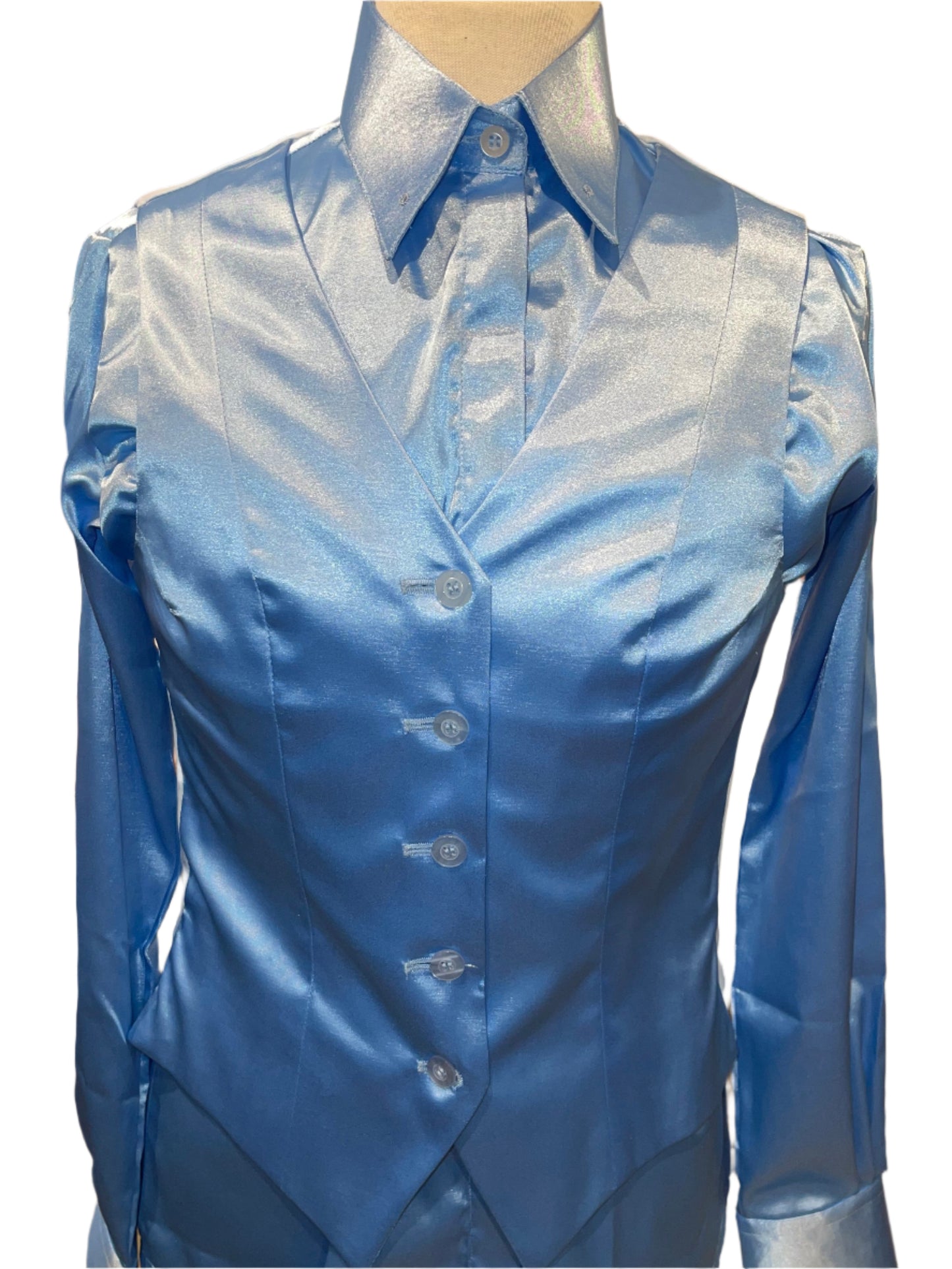 New, MTC Light Blue Silk Shirt