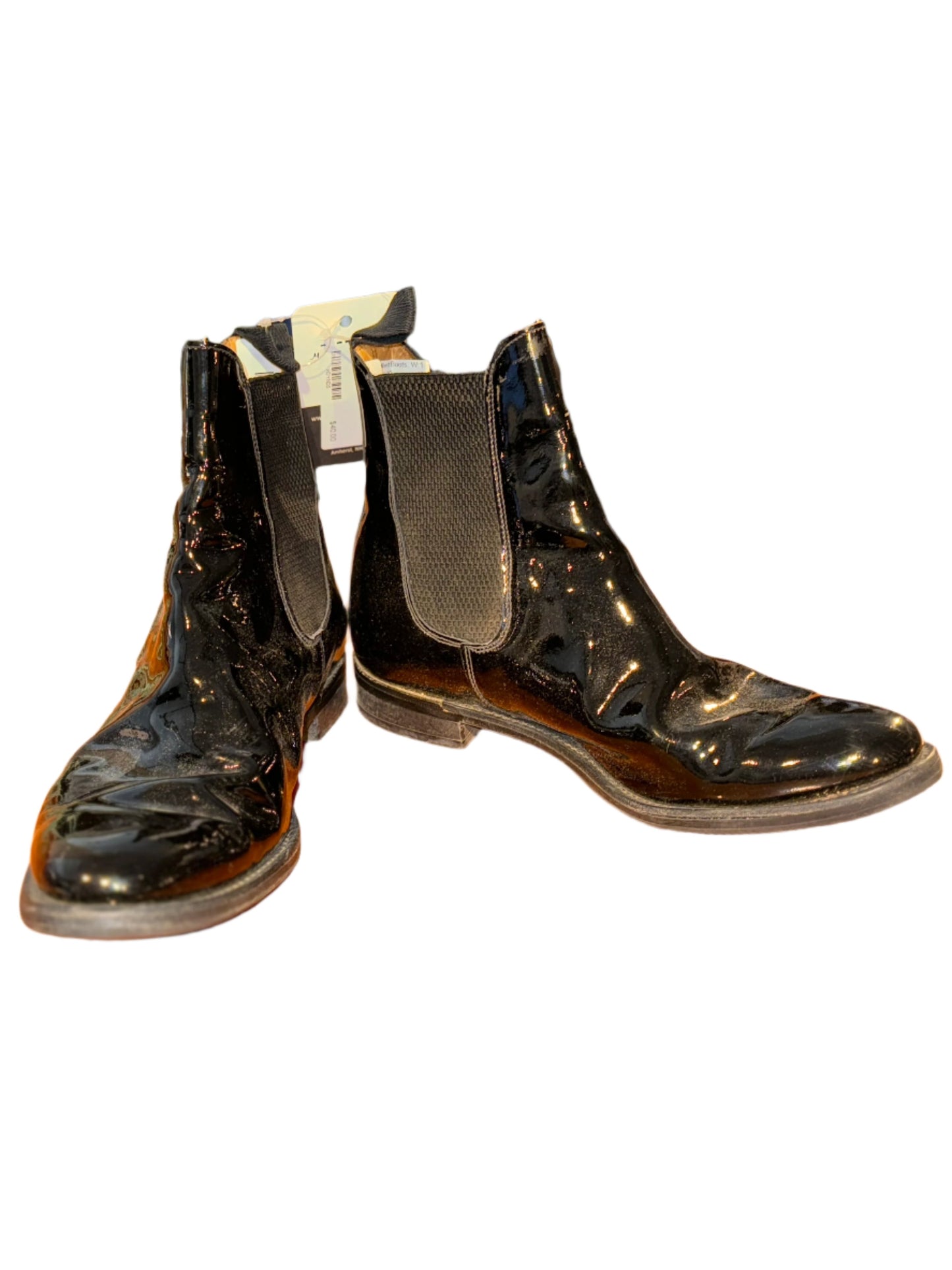 Used, Black Patent Boots, W:10