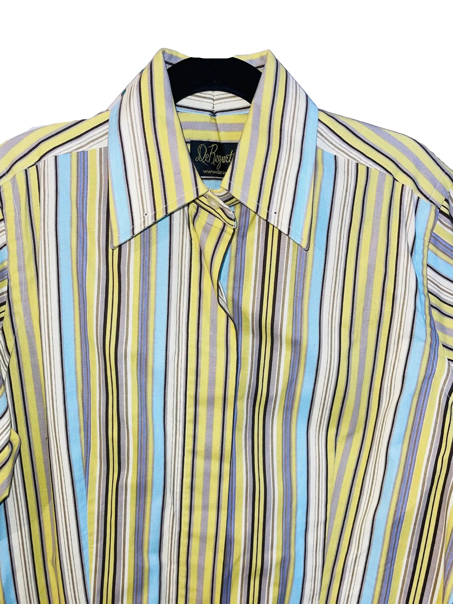 DeRegnaucourt, Green and Blue Stripe Shirt