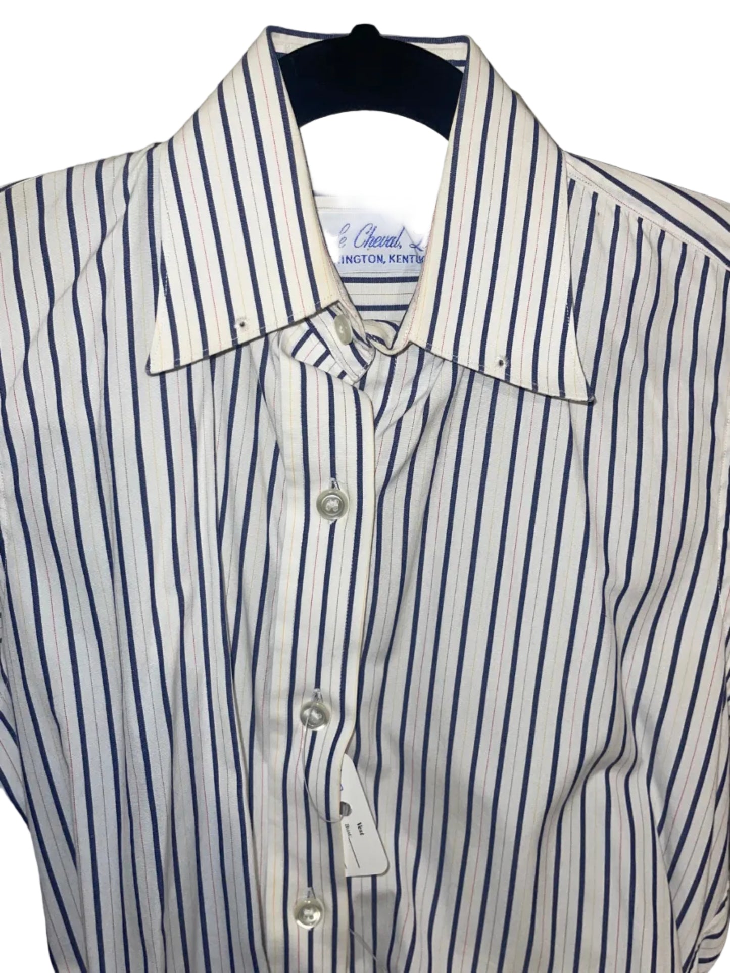 Le Cheval, White with Navy Stripe Shirt