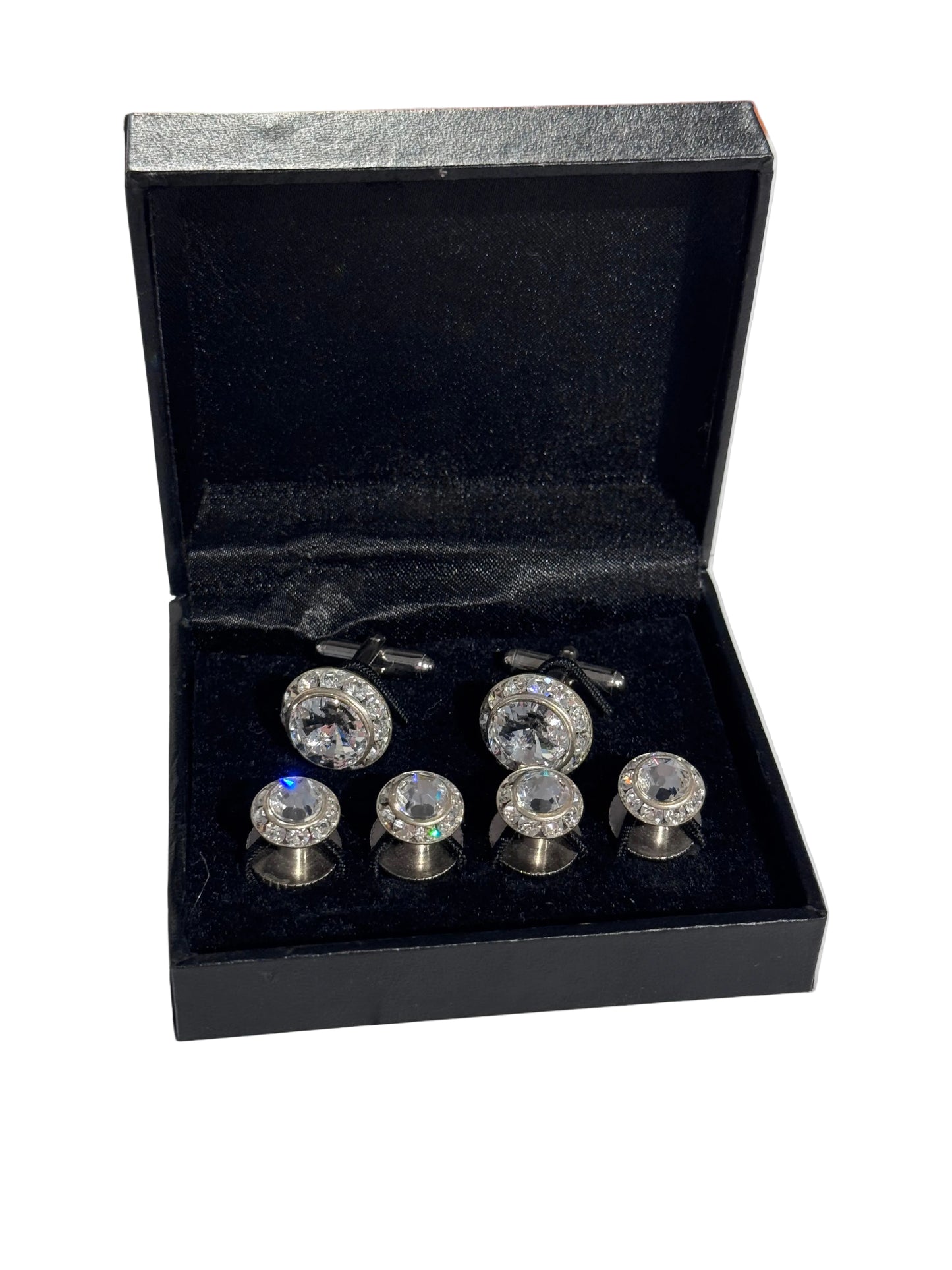 New, Clear Cufflink and Stud Set