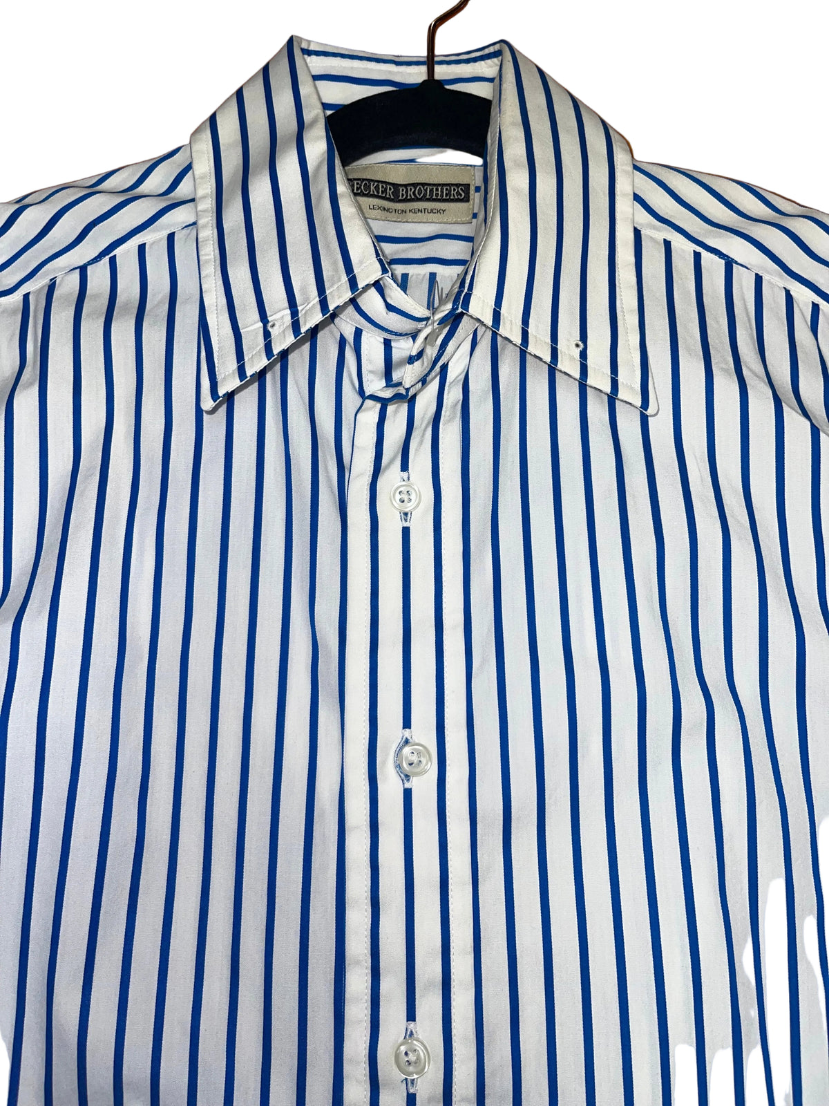 Becker Brothers, White With Blue Stripes Shirt