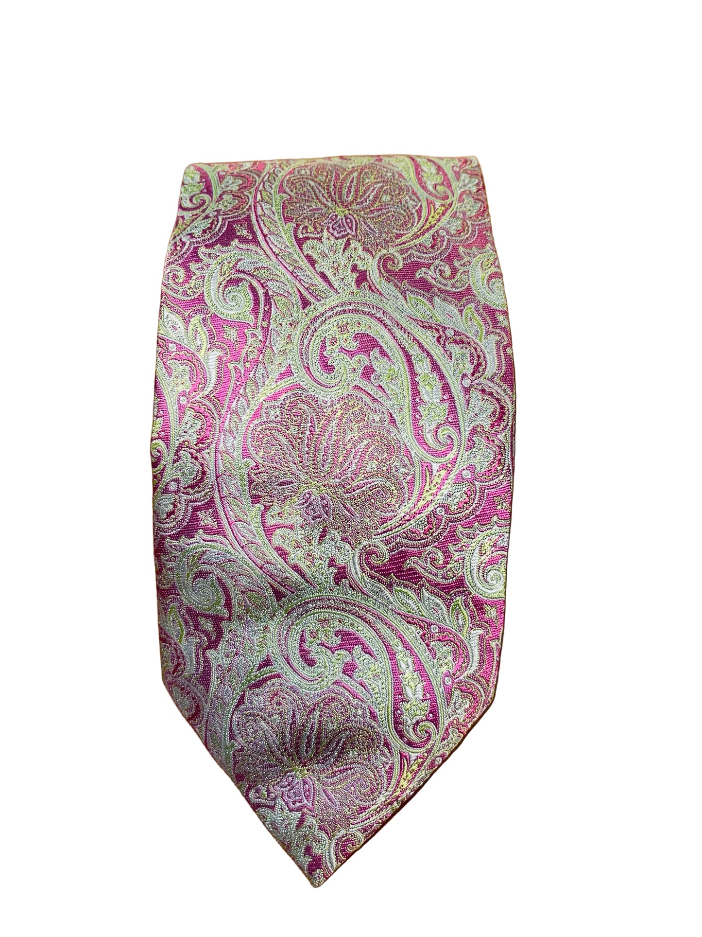 Green and Pink Brocade Tie