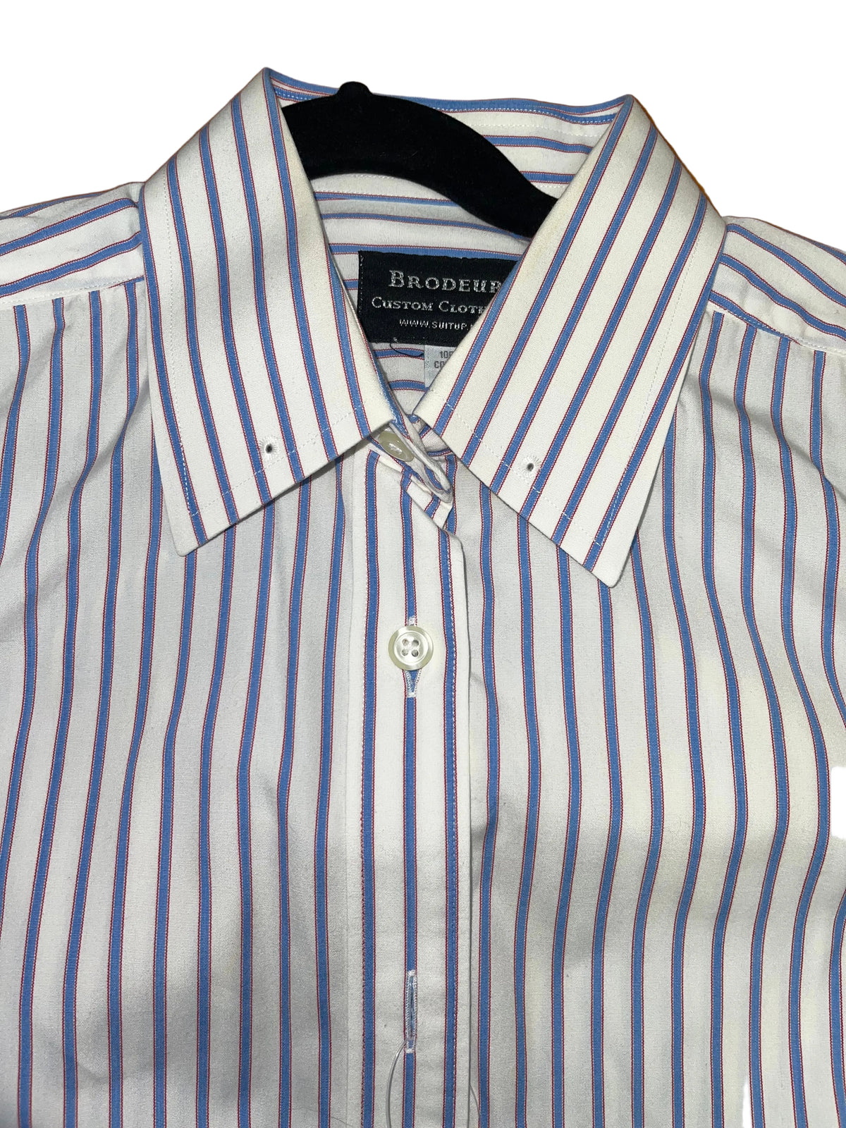 Brodeur, White and Blue Stripe Shirt
