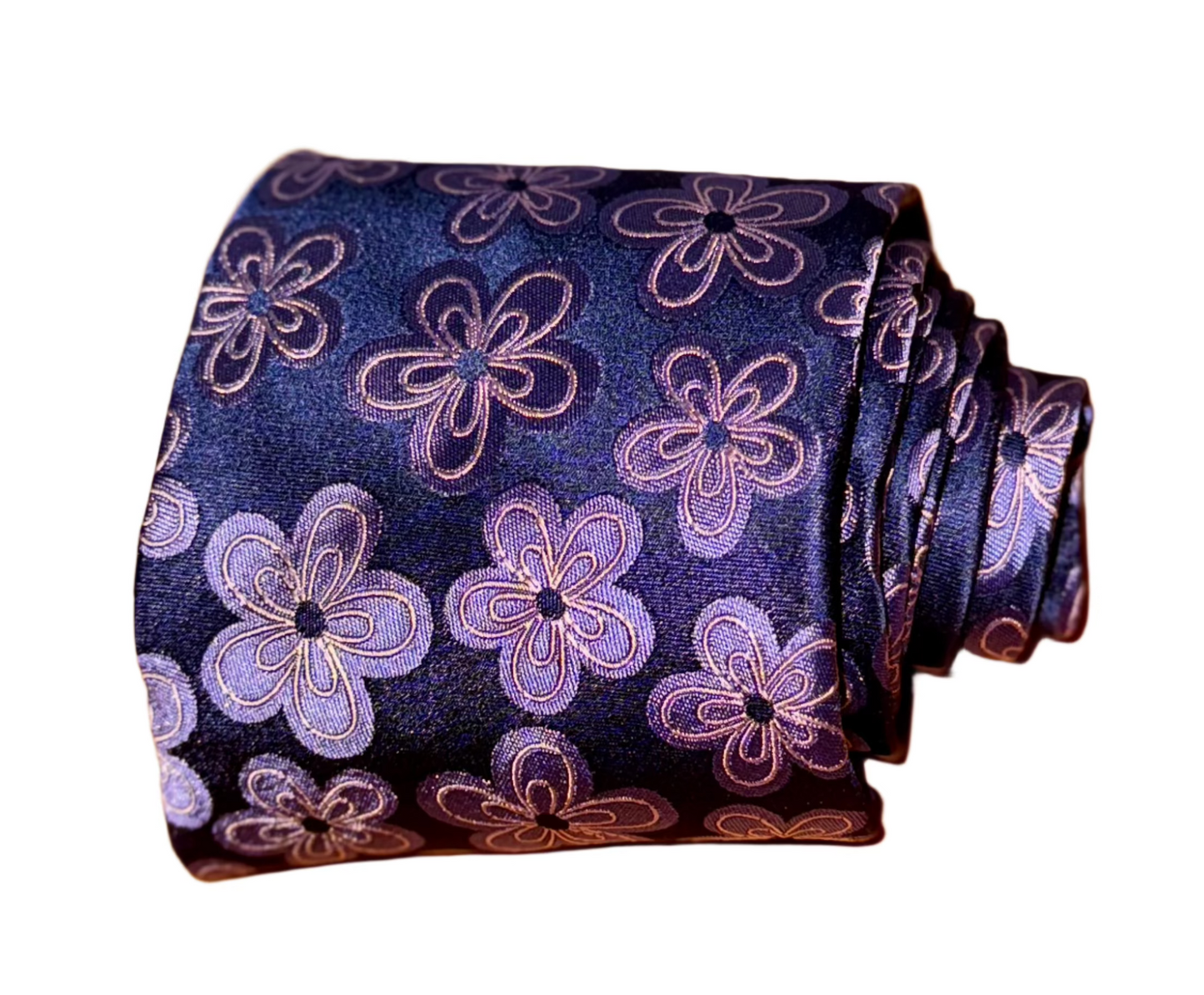 Navy & Purple Flower Tie