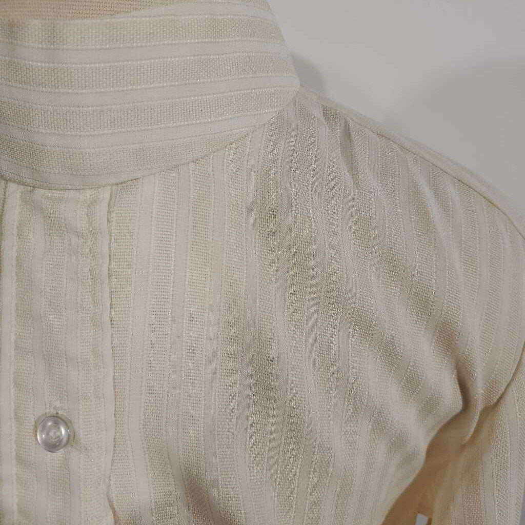 Cream and White Striped Hunt Shirt no Collar