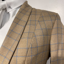 Saddleseat Connection Tan with Blue Stripe Plaid Daycoat