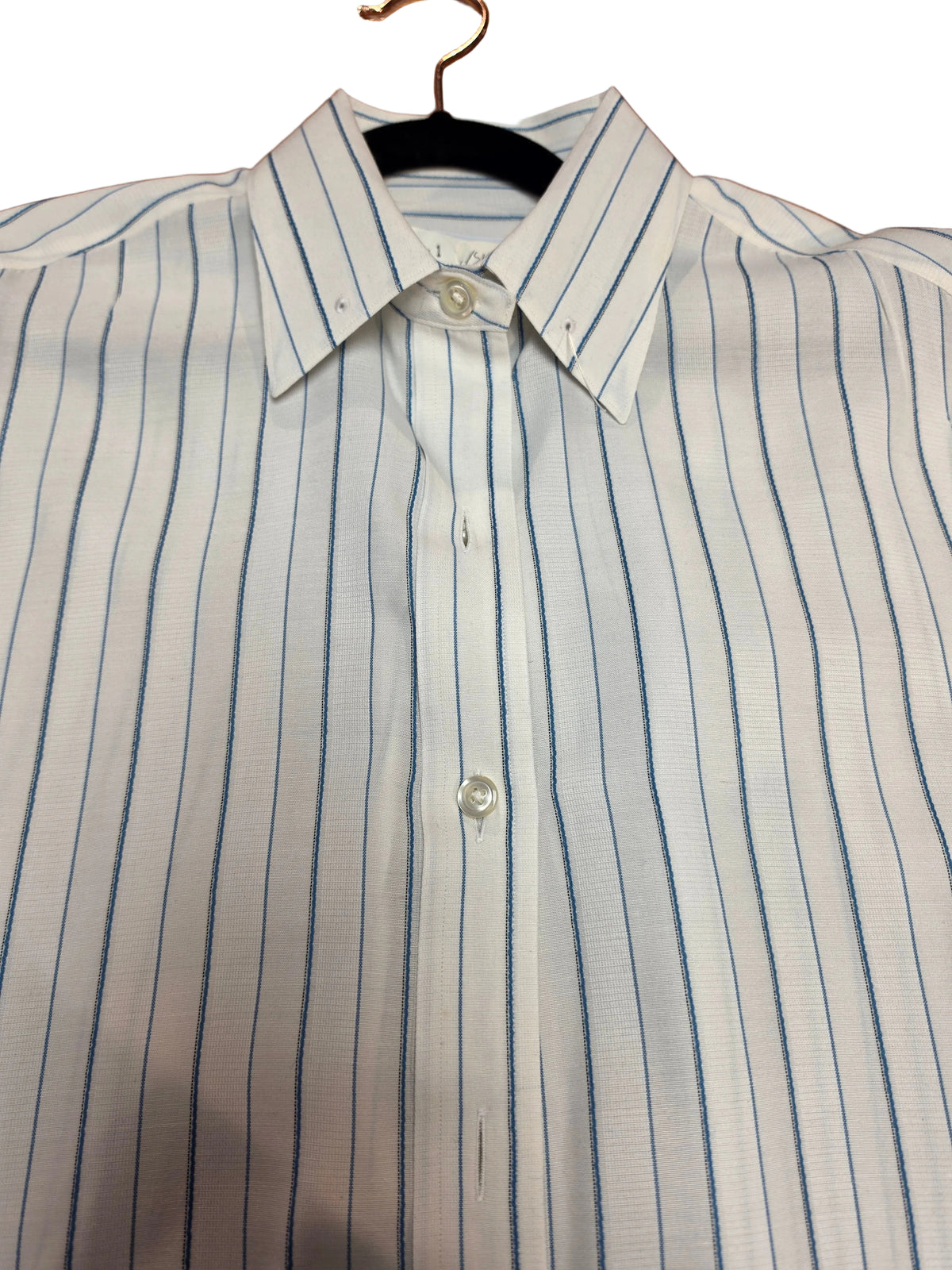 Le Cheval, Blue and White Stripe Short Sleeve Shirt