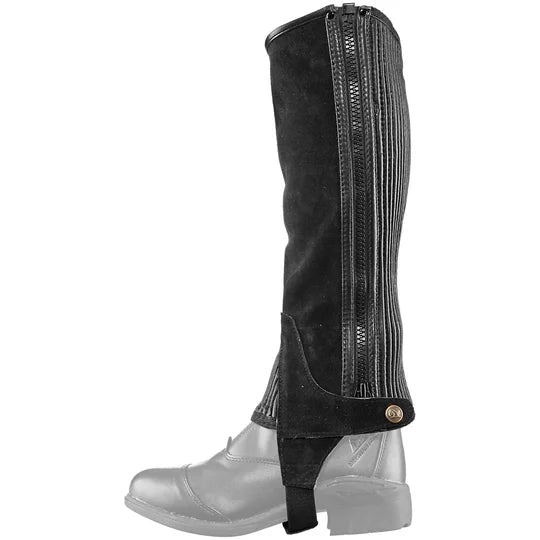 Ladies Ovation Stretch Rib Black Half Chaps