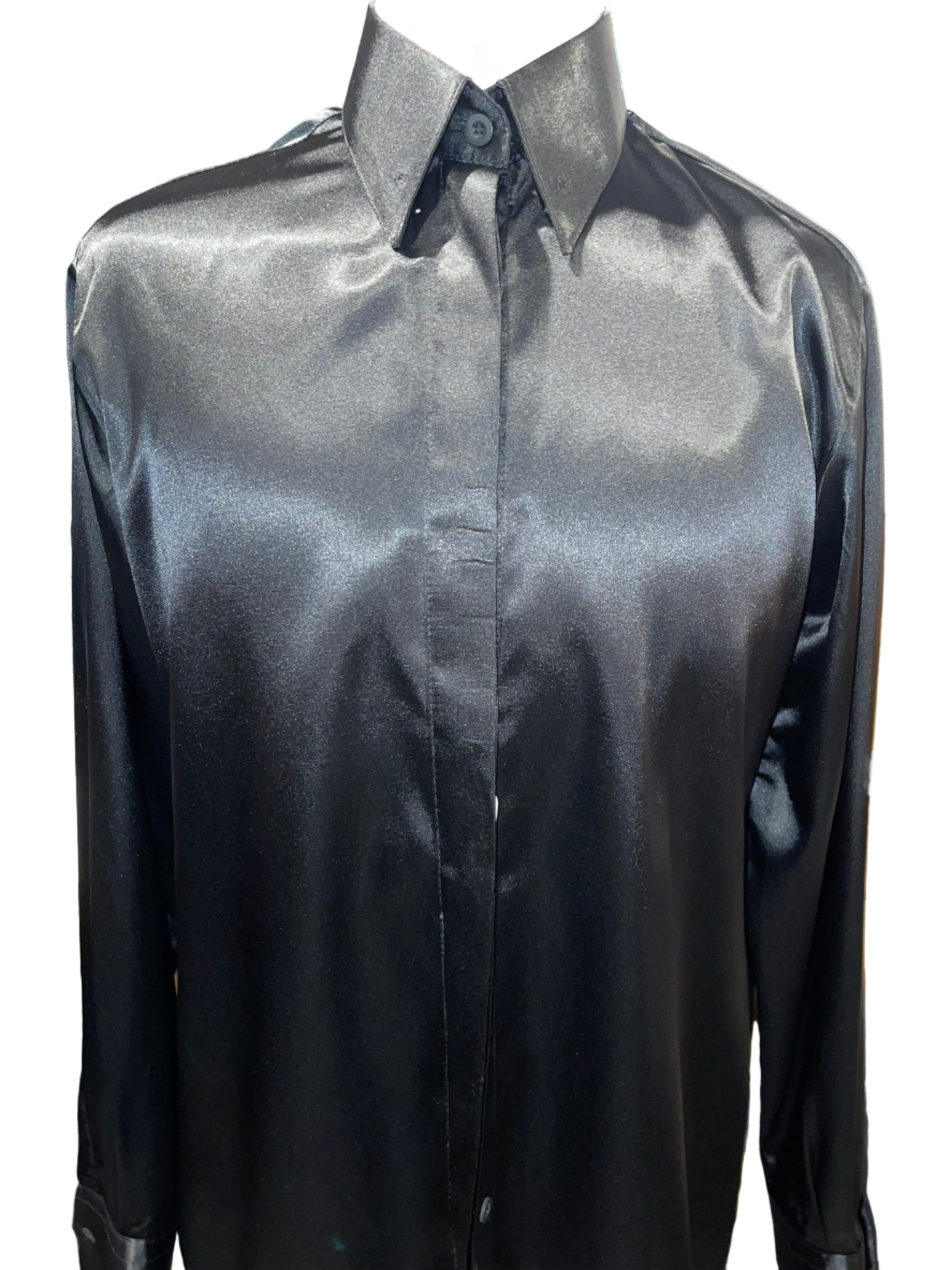 Ladies, Black Silk Shirt