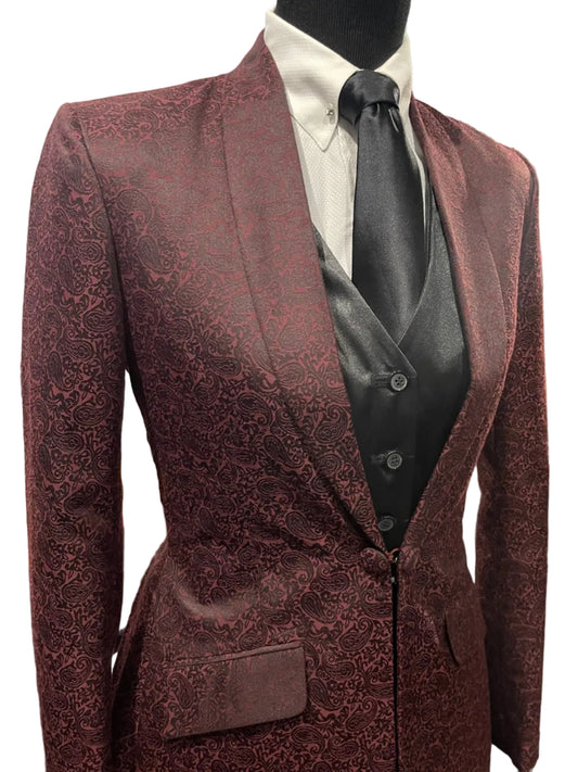 New, MTC, Burgundy Paisley Day Coat