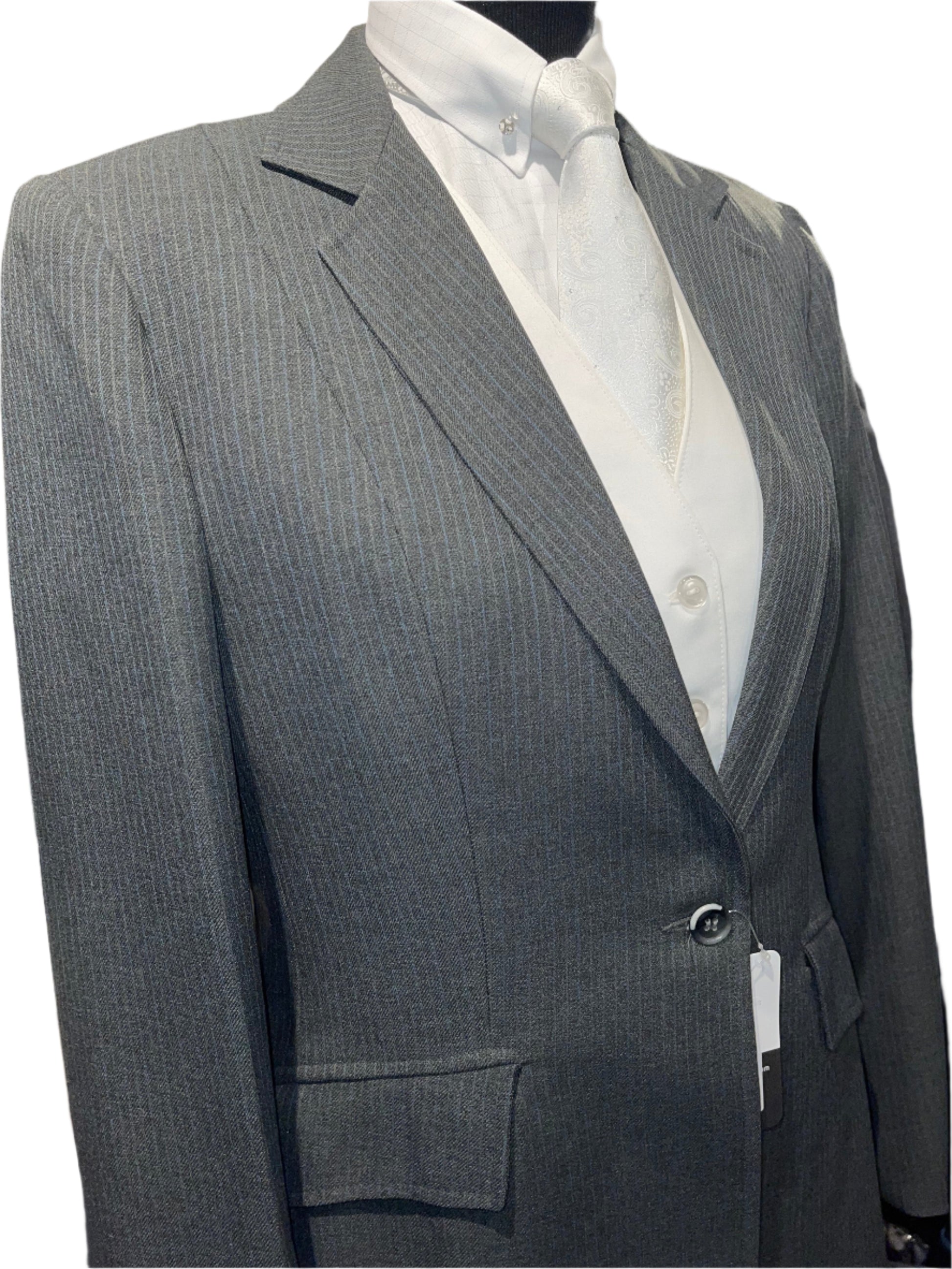 Costume classique semi-doublé Seersucker de laine vierge mélangée grise Costume classique semi-doublé Seersucker de laine vierge mélangée grise
