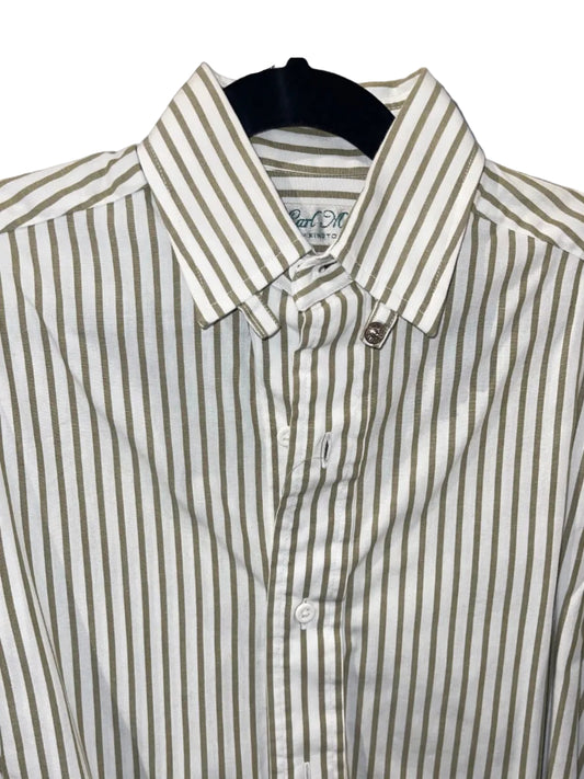 Carl Meyers, White with Taupe Stripe Shirt