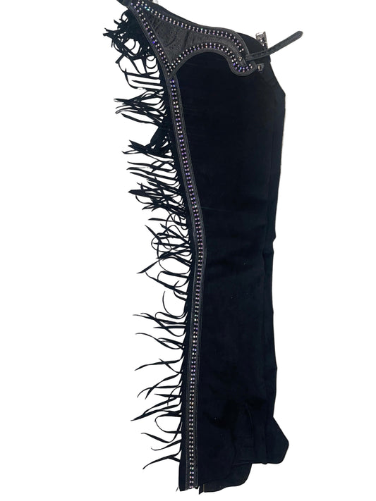 Ladies, Black Fringed, Western Chaps