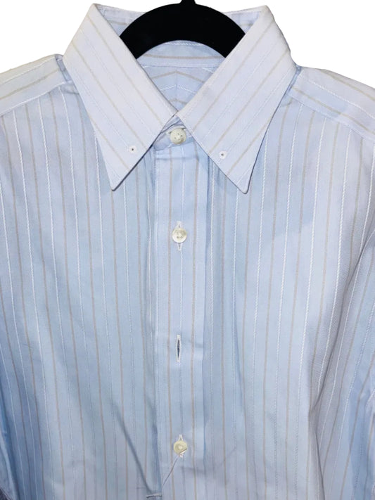 C'est yApre, Blue with White, Taupe Stripe Shirt