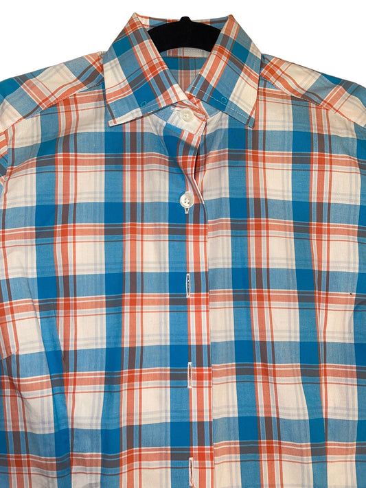 New, MTC Orange and Blue Plaid Shirt