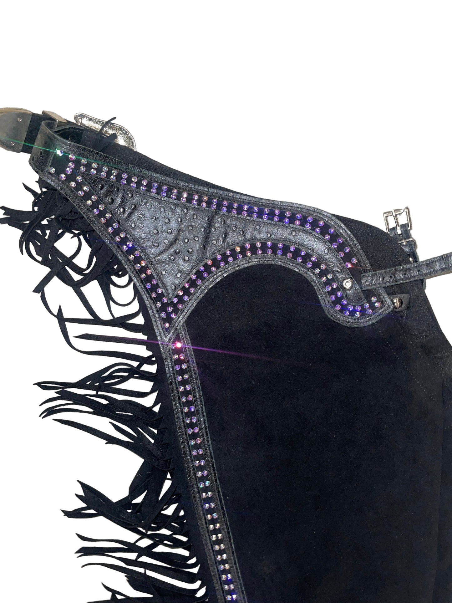 Ladies, Black Fringed, Western Chaps