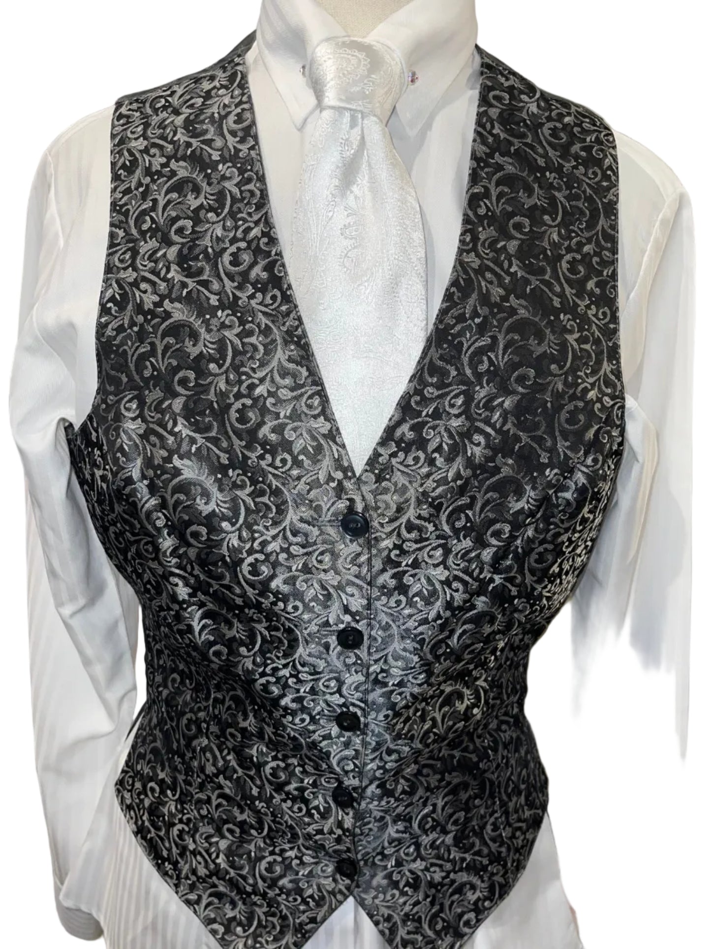 Custom, Silver Brocade Vest
