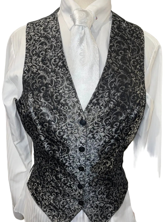 Custom, Silver Brocade Vest