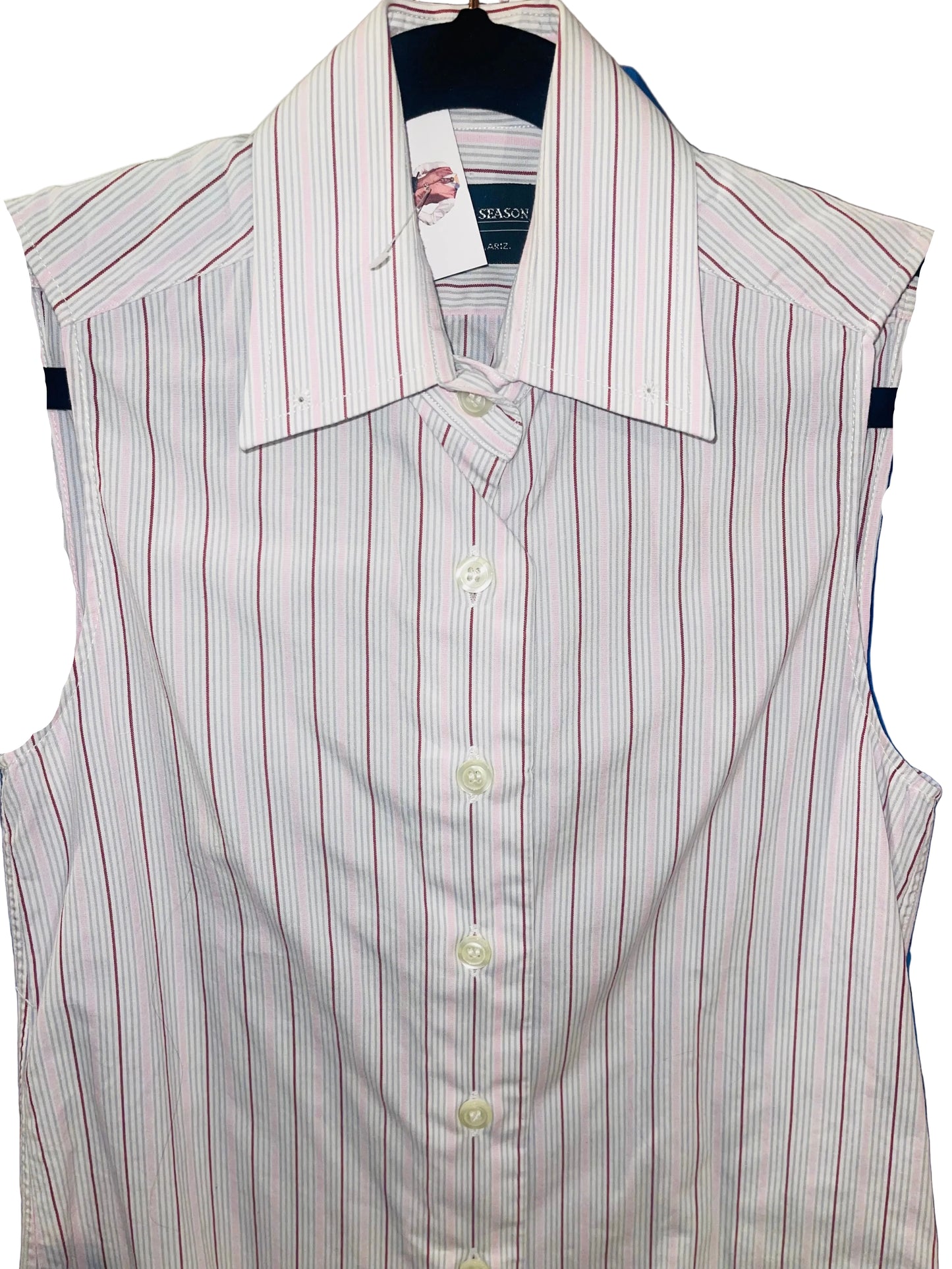 Show Season, White with Raspberry Stripe Shirt