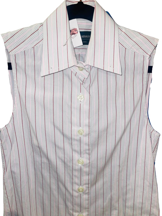 Show Season, White with Raspberry Stripe Shirt