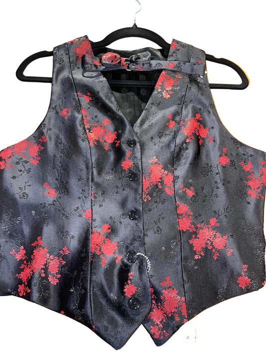 Custom, Red and Black Silk Vest