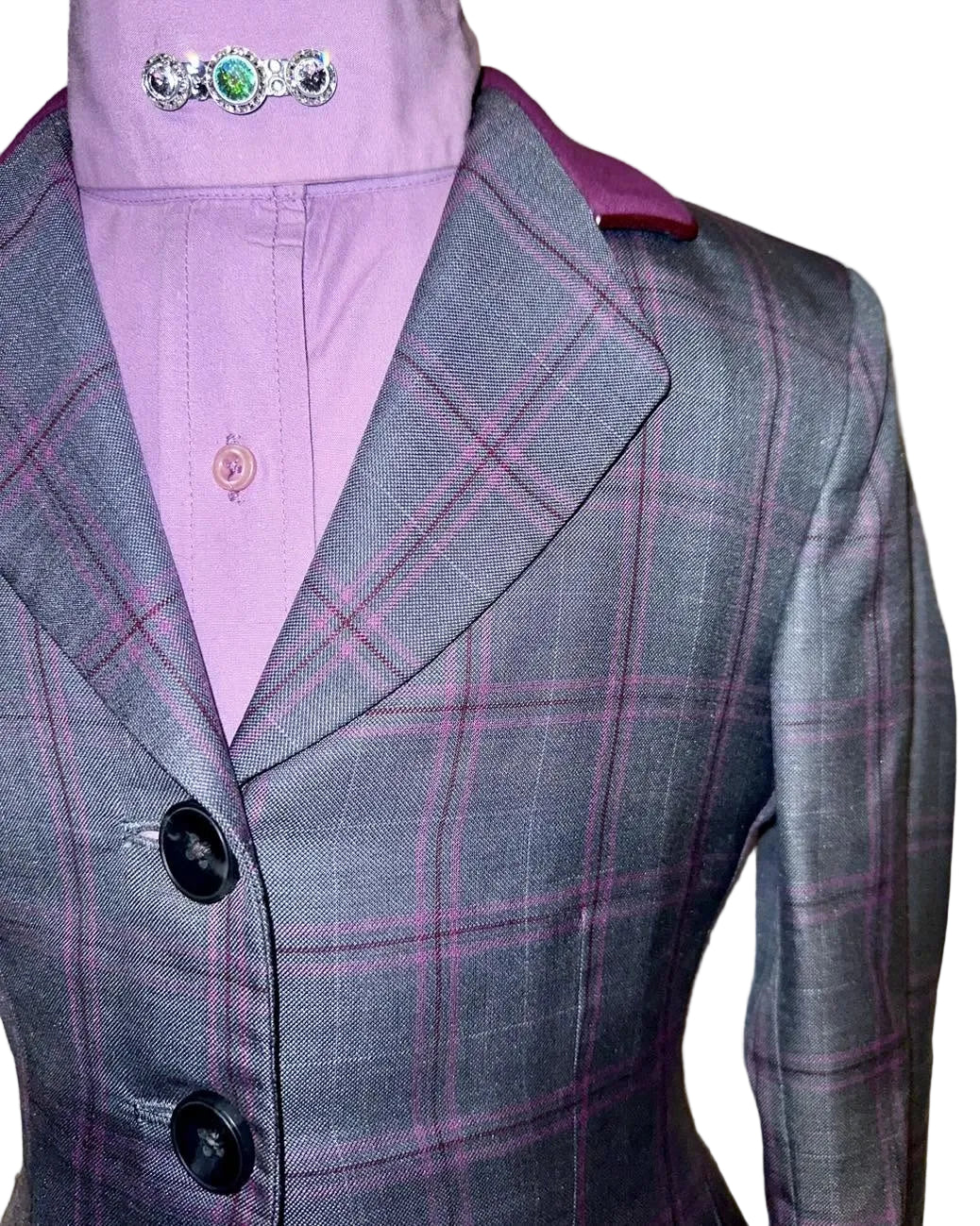 Marsha De Arriaga, Kids Grey Plaid Hunt Coat