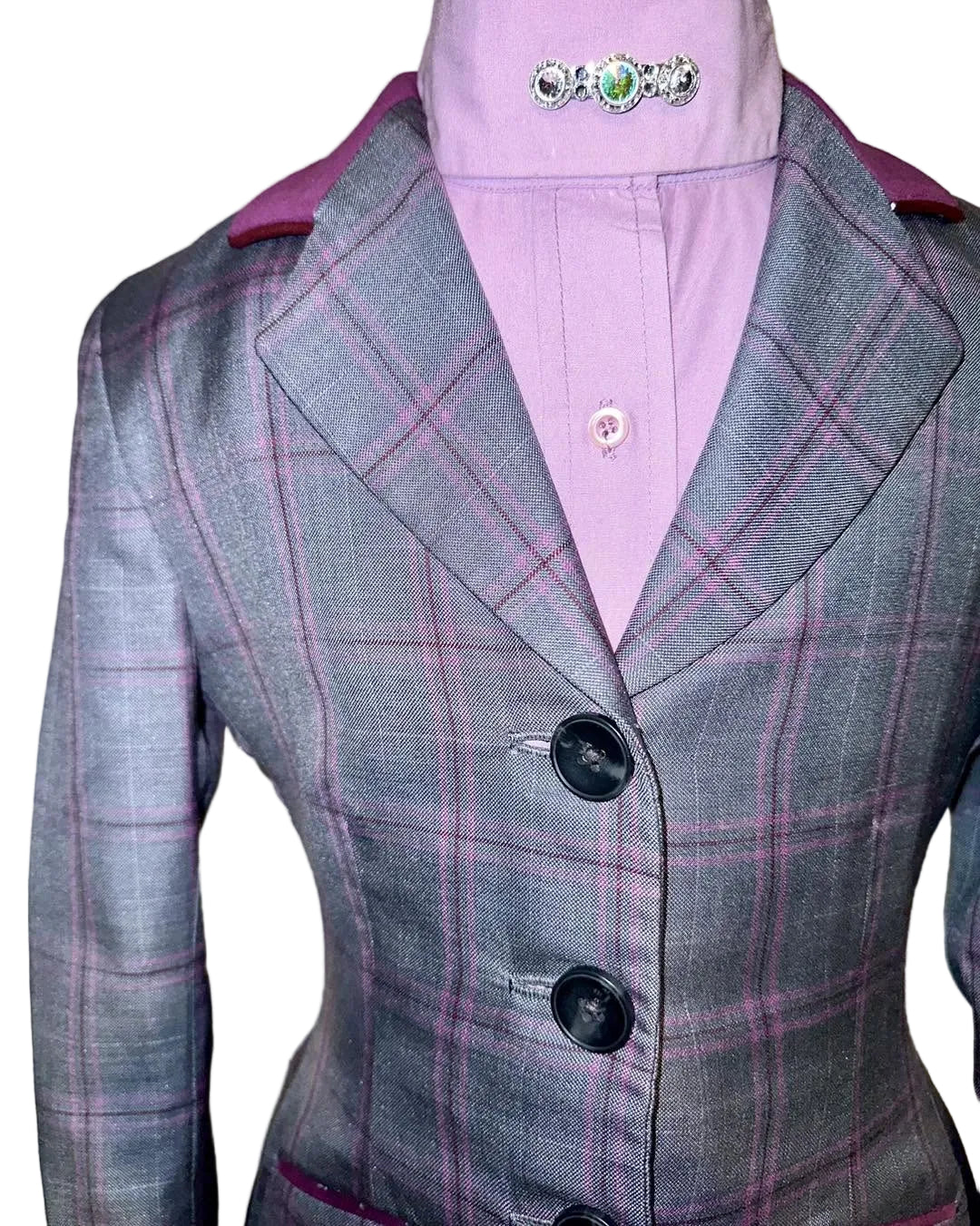 Marsha De Arriaga, Kids Grey Plaid Hunt Coat