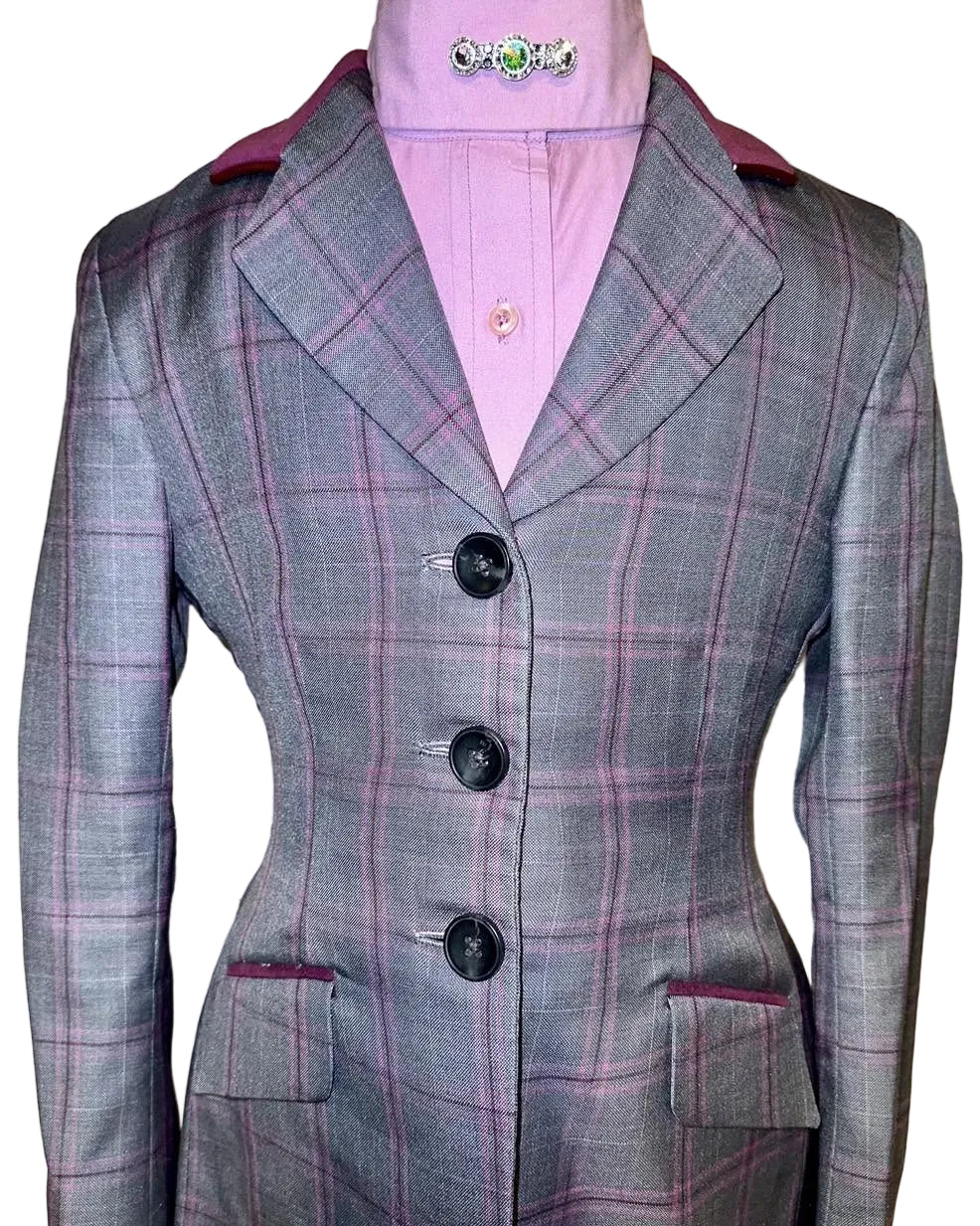 Marsha De Arriaga, Kids Grey Plaid Hunt Coat