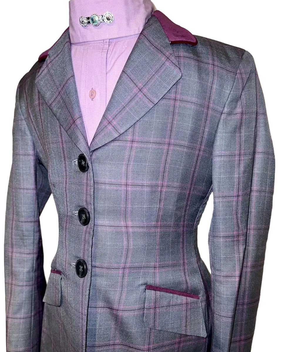 Marsha De Arriaga, Kids Grey Plaid Hunt Coat