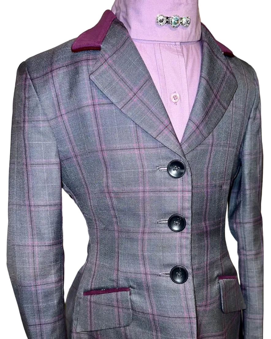 Marsha De Arriaga, Kids Grey Plaid Hunt Coat