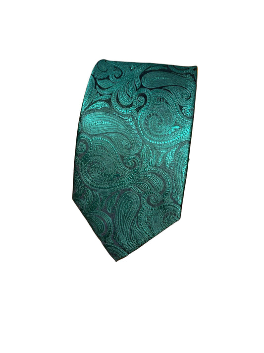 Green and Black Paisley Tie