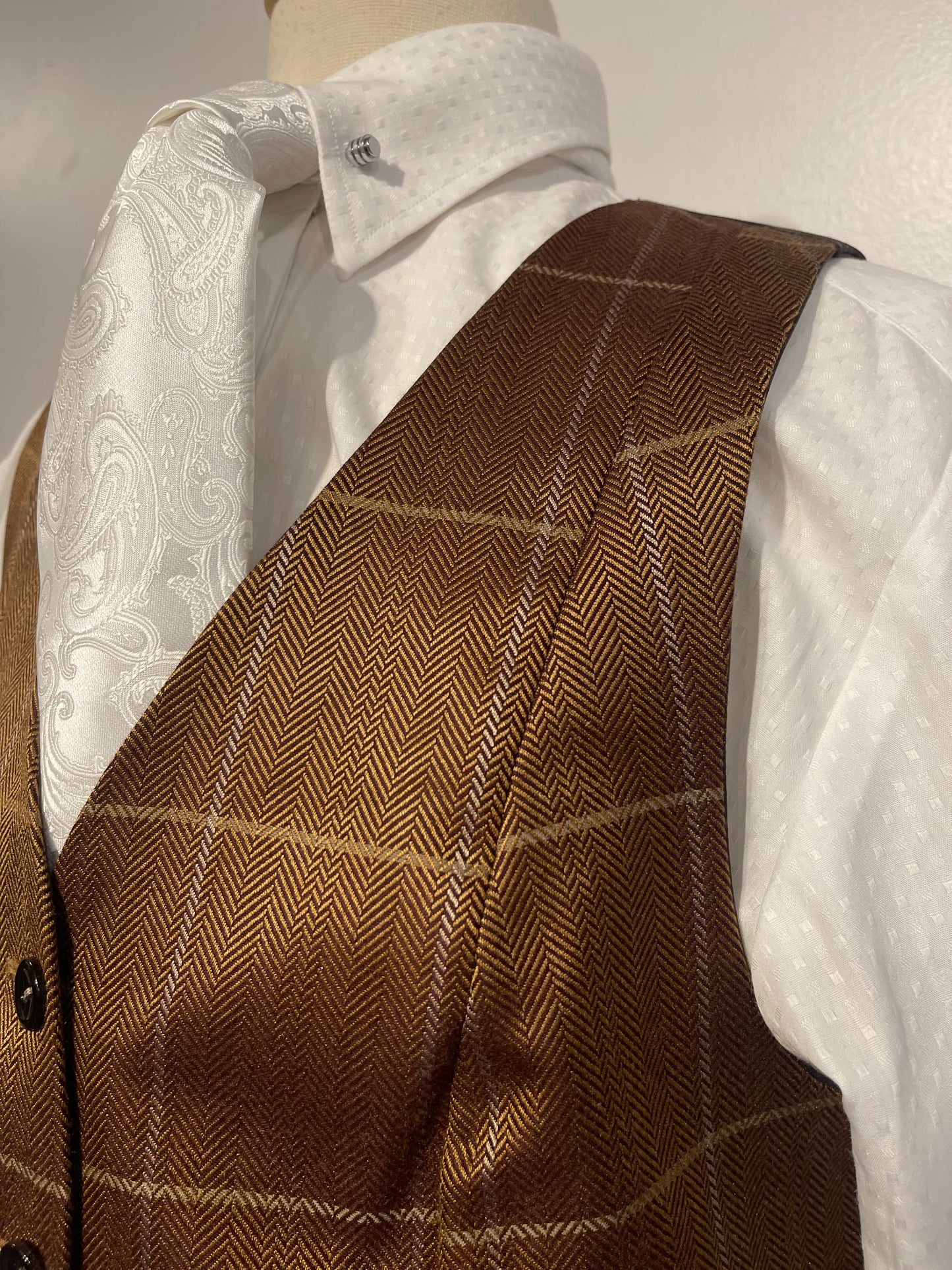 Hawkewood Brown Herringbone w/ Purple Stripe Vest