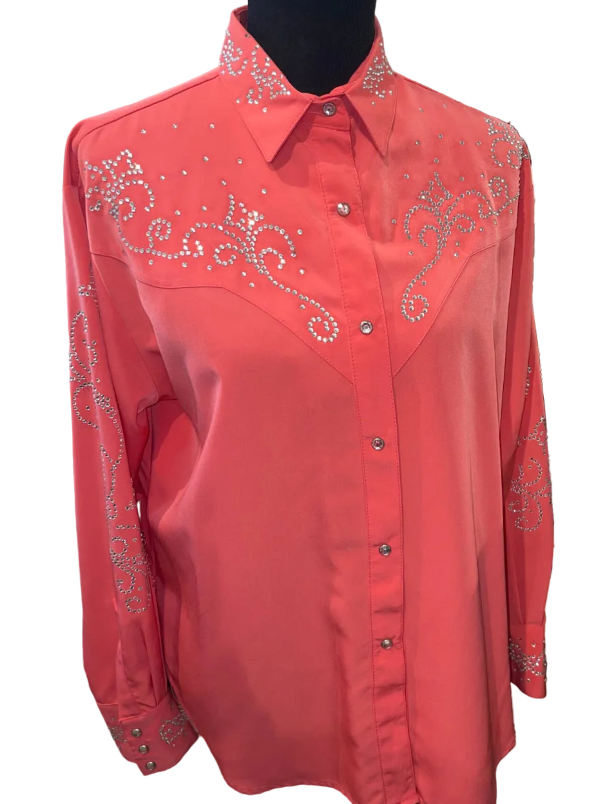 Rods, Ladies L Coral Western Top