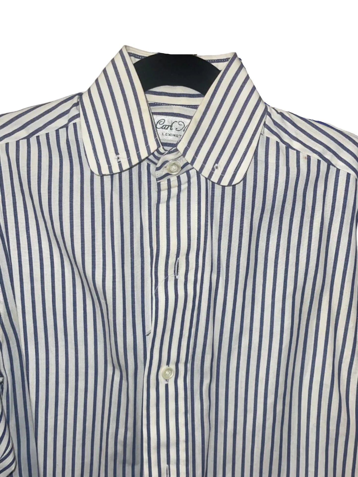 Carl Meyers, White with Navy Stripe Shirt
