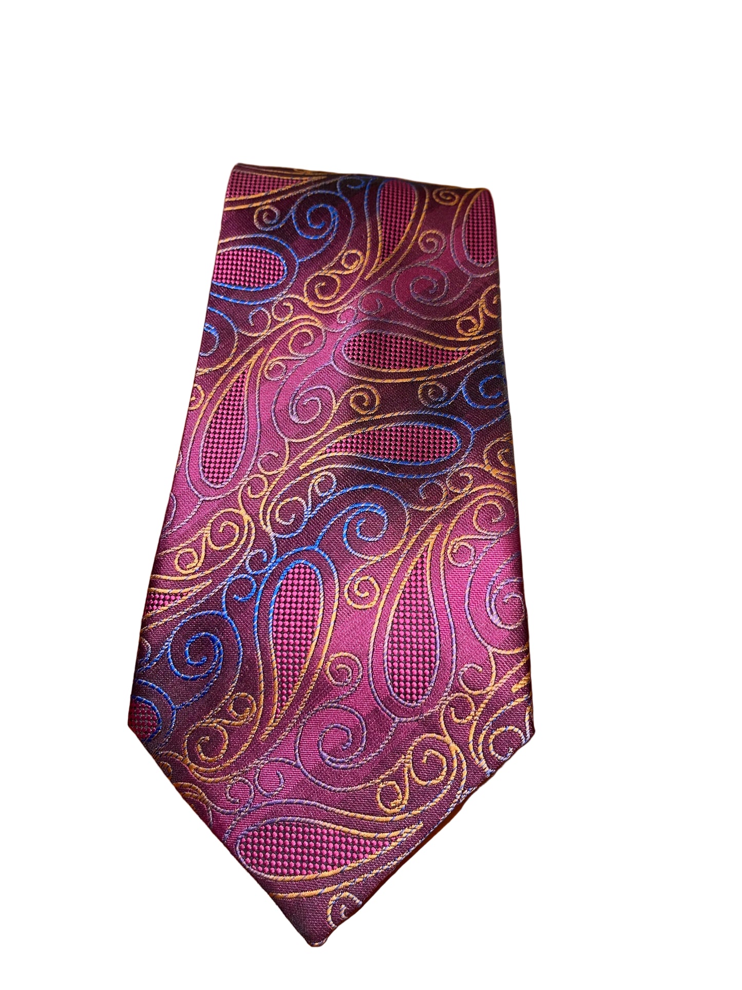Magenta and Blue Paisley Tie