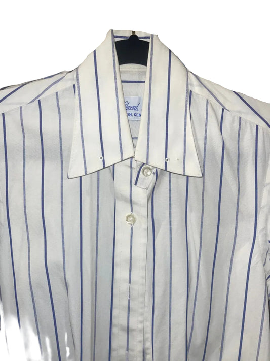 Le Cheval, White with Periwinkle Stripe Shirt