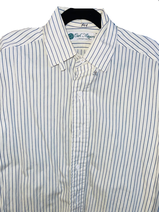 Carl Meyers, Cream with Blue Pinstripe Shirt