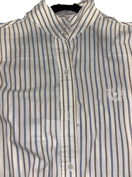 Striped Hunt Shirt Blue and Taupe Pinstripe
