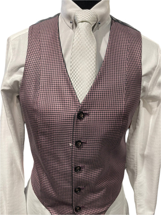 pink checker and grey reversible vest