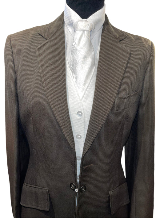 Lord Geoffrey Brown Striped Mens Suit